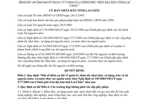 Quyết định 23/2010/QĐ-UBND quản lý khai thác sử dụng bảo vệ tài nguyên nước xả nước thải Lai Châu