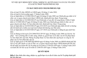 Quyết định 51/2010/QĐ-UBND chức năng nhiệm vụ quyền hạn cơ cấu tổ