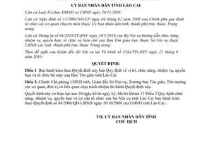 Quyết định 36/2010/QĐ-UBND chức năng nhiệm vụ quyền hạn Ban Tôn giáo Lào Cai