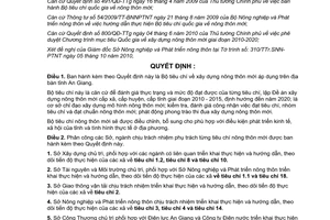 Quyết định 1958/QĐ-UBND năm 2010  Bộ tiêu chí xây dựng nông thôn