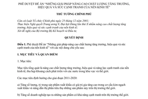 Quyết định 1914/QĐ-TTg phê duyệt Đề án Những giải pháp nâng cao chất lượng