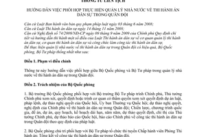 Thông tư liên tịch 141/2010/TTLT/BQP-BTP hướng dẫn phối hợp thực hiện quản lý