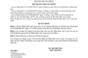 Quyết định 2698/QĐ-BTC cấp thẻ Thẩm định viên giá