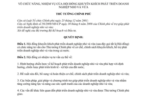 Quyết định 1918/QĐ-TTg   chức năng, nhiệm vụ Hội đồng khuyến khích