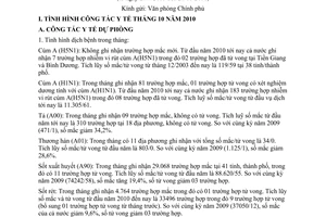 Báo cáo 856/BC-BYT công tác y tế tháng 10 năm 2010