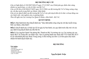 Quyết định 4026/QĐ-BYT  phân công công tác chỉ đạo lĩnh vực khám chữa