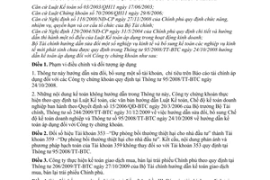 Thông tư 162/2010/TT-BTC sửa đổi Thông tư 95/2008/TT-BTC hướng dẫn kế toán