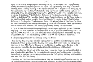 Thông báo 450/TB-BGTVT kết luận Thứ trưởng Bộ Giao thông vận tải Nguyễn Hồng