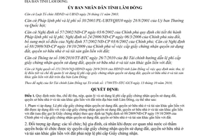Quyết định 38/2010/QĐ-UBND lệ phí cấp giấy chứng nhận quyền sử dụng đất Lâm Đồng