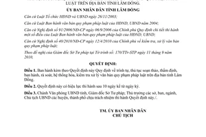 Quyết định 37/2010/QĐ-UBND soạn thảo thẩm định ban hành rà soát văn bản Lâm Đồng