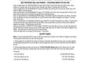 Quyết định 1279/QĐ-LĐTBXH phê duyệt thiết kế thi công tổng dự toán