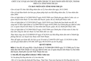 Quyết định 1747/2010/QĐ-UBND sửa đổi tổ chức cơ quan chuyên môn Ninh Thuận