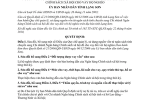 Quyết định 12/2010/QĐ-UBND năm 2010 về hỗ trợ cho vay hộ nghèo tỉnh Lạng Sơn