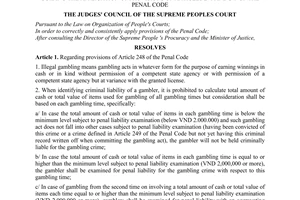 Resolution No. 01/2010/NQ-HDTP guiding the application of provisions of Articles