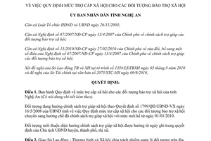 Quyết định 4975/QĐ-UBND 2010 mức trợ cấp xã hội đối tượng bảo trợ xã hội Nghệ An