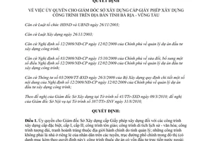 Quyết định2668/QĐ-UBND 2010 ủy quyền cấp giấy phép xây dựng Bà Rịa Vũng Tàu