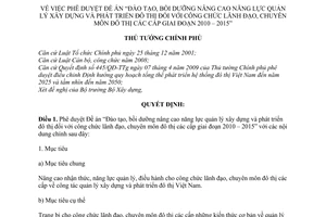 Quyết định 1961/QĐ-TTg năm phê duyệt Đề án Đào tạo bồi dưỡng nâng cao
