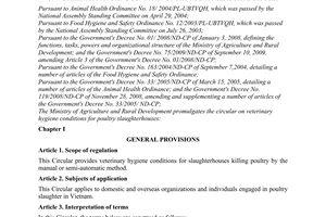 Circular No. 61/2010/TT-BNNPTNT on veterinary hygiene conditions for poultry