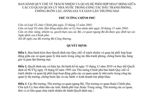 Quyết định 65/2010/QĐ-TTg  Quy chế trách nhiệm quan hệ phối hợp