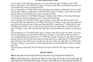 Quyết định 30/2010/QĐ-UBND giá trên địa bàn tỉnh Bến Tre