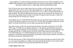 Kế hoạch 150/KH-UBND hoạt động Ban chỉ đạo di dời cơ sở sản xuất công nghiệp