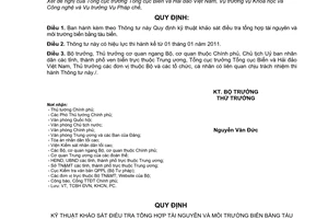 Thông tư 22/2010/TT-BTNMT kỹ thuật khảo sát điều tra tổng hợp