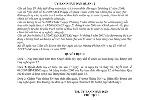 Quyết định 15/2010/QĐ-UBND-NV  Quy chế tổ chức hoạt động Trung tâm Dạy nghề quận