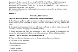 Circular No. 20/2011/TT-BXD guiding the pilot elaboration and announcement