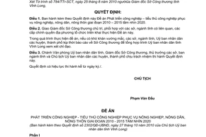 Quyết định 2302/QĐ-UBND 2010 Đề án Phát triển công nghiệp tiểu thủ công nghiệp Vĩnh Long