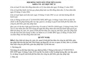 Nghị quyết 253/2010/NQ-HĐND nội dung mức chi phổ biến giáo dục pháp luật Tiền Giang