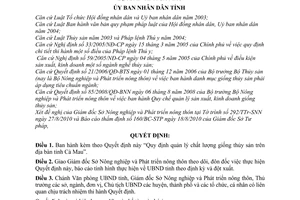 Quyết định 26/2010/QĐ-UBND quản lý chất lượng giống thủy sản