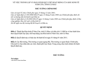 Quyết định 66/2010/QĐ-TTg thành lập Quy chế hoạt động