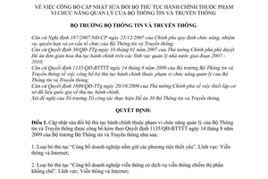 Quyết định 1603/QĐ-BTTTT công bố cập nhật sửa đổi bộ thủ tục hành chính