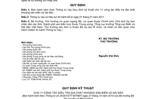 Thông tư 25/2010/TT-BTNMT quy định kỹ thuật cho 11 công tác điều tra địa chất kh