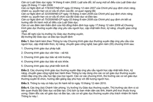 Quyết định 26/2010/TT-BGDĐT  Chương trình giáo dục thường xuyên