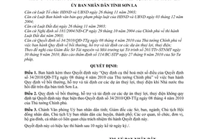 Quyết định 2664/QĐ-UBND cụ thể hoá Quyết định 34/2010/QĐ-TTg