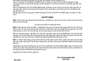 Quyết định 2659/QĐ-UBND đơn giá bồi thường nhà cửa, vật kiến trúc