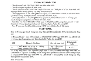 Quyết định 23/2010/QĐ-UBND bổ sung quy hoạch chung xây dựng thành phố Pleiku