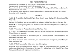 Decision No. 1979/QD-TTg establishing, and promulgating the operation regulation