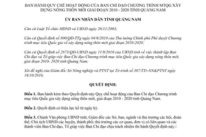 Quyết định 3510/QĐ-UBND năm 2010 Quy chế hoạt động Ban Chỉ đạo xây dựng nông thôn mới Quảng Nam