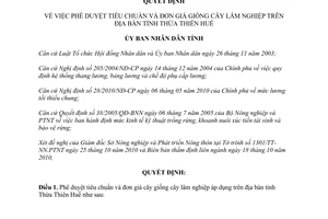 Quyết định 2047/QĐ-UBND 2010 tiêu chuẩn đơn giá giống cây lâm nghiệp Thừa Thiên Huế