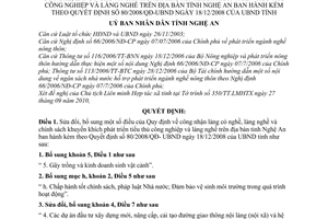 Quyết định 85/2010/QĐ-UBND sửa đổi Quy định công nhận làng có nghề