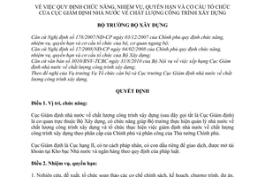 Quyết định 988/QĐ-BXD chức năng nhiệm vụ quyền hạn cơ cấu tổ chức