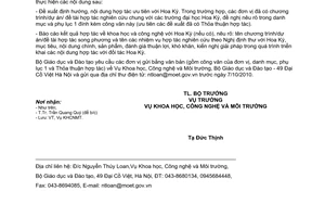 Công văn 6273/BGDĐT-KHCNMT báo cáo đề xuất nội dung hợp tác; nhiệm vụ