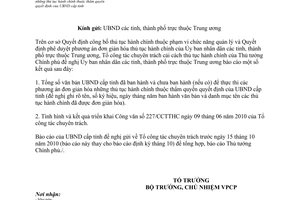 Công văn 467/CCTTHC thực thi các phương án đơn giản hóa những thủ tục hành