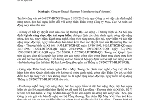 Công văn 343/ATLĐ-CSBHLĐ xác định nghề, công việc nặng nhọc, độc hại, nguy hiểm