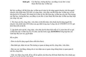 Công văn 6287/BGDĐT-TCCB tổ chức dự thi nâng ngạch lên chuyên viên chính