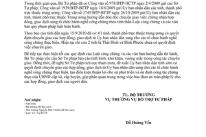 Công văn 3680/BTP-BTTP chuyển giao thẩm quyền chứng thực hợp đồng, giao dịch