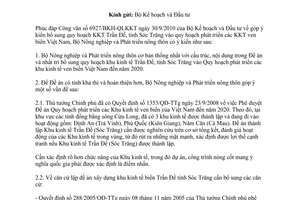 Công văn 5632/BNN-KH góp ý kiến bổ sung quy hoạch khu kinh tế Trần Đề