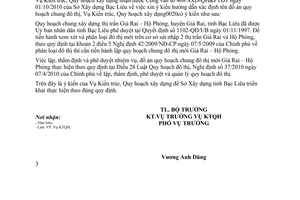 Công văn 99/BXD-KTQH hướng dẫn xác định tên đồ án quy hoạch chung đô thị